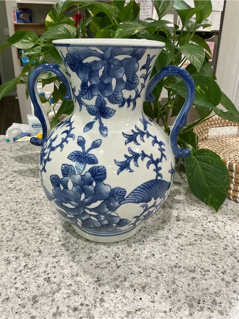 Bombay Blue and White Floral Ceramic Double-Handled Vase